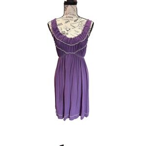 Max Studio Purple Ruffle Empire Waist Jersey Knit Sleeveless Dress Medium